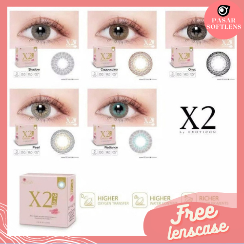 SOFTLENS X2 SANSO COLOR NORMAL &amp; MINUS -0.50 sd -3.00 FREE LENSCASE DIA 14.5 MM BY EXOTICON SHADOW PEARL CAPPUCINO RADIANCE / Softlen Soflen Soflens