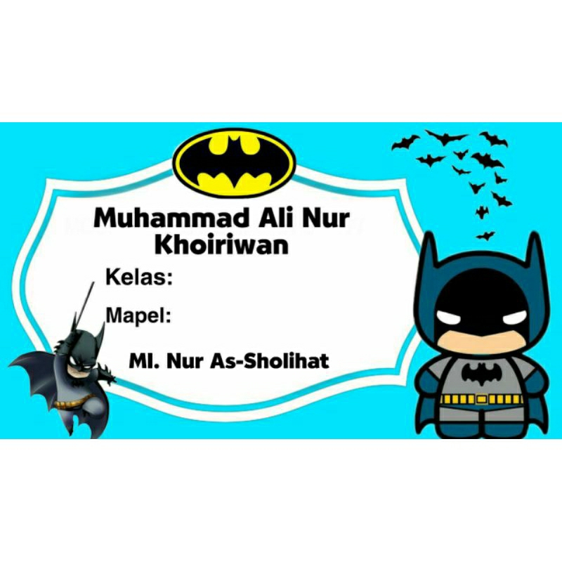 

LABEL NAMA BUKU SEKOLAH MOTIF BATMAN