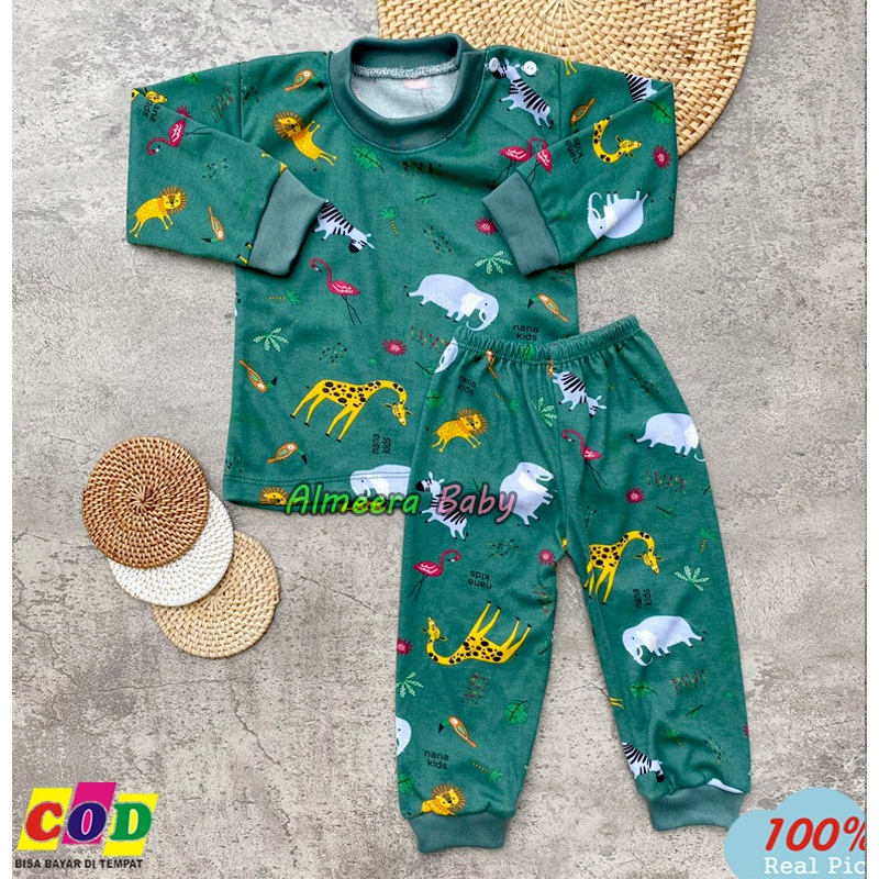 Setelan Baju Bayi Piyama Bayi Lengan Panjang Motif Printing Flamingo Usia 3-12 Bulan Almeera Baby and Kids