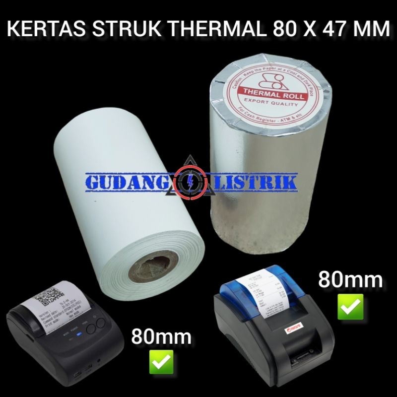 

Receipt Kertas Thermal Struk 80 x 47mm Printer Bluetooth 80mm