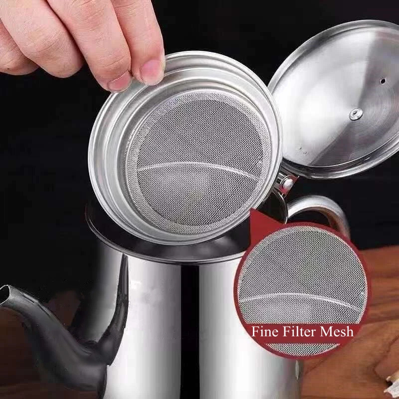 Teko Air Saji Minum Ceret Teh Tahan Panas Dingin Saringan Minyak Kettle Stainless Steel Anti Karat