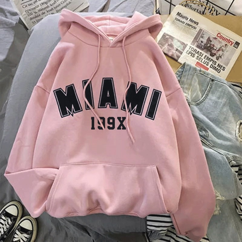 Parisdivarious Sweater Hoodie Jemper Miami Bahan Fleece Size S - XXL (Pria &amp; Wanita)