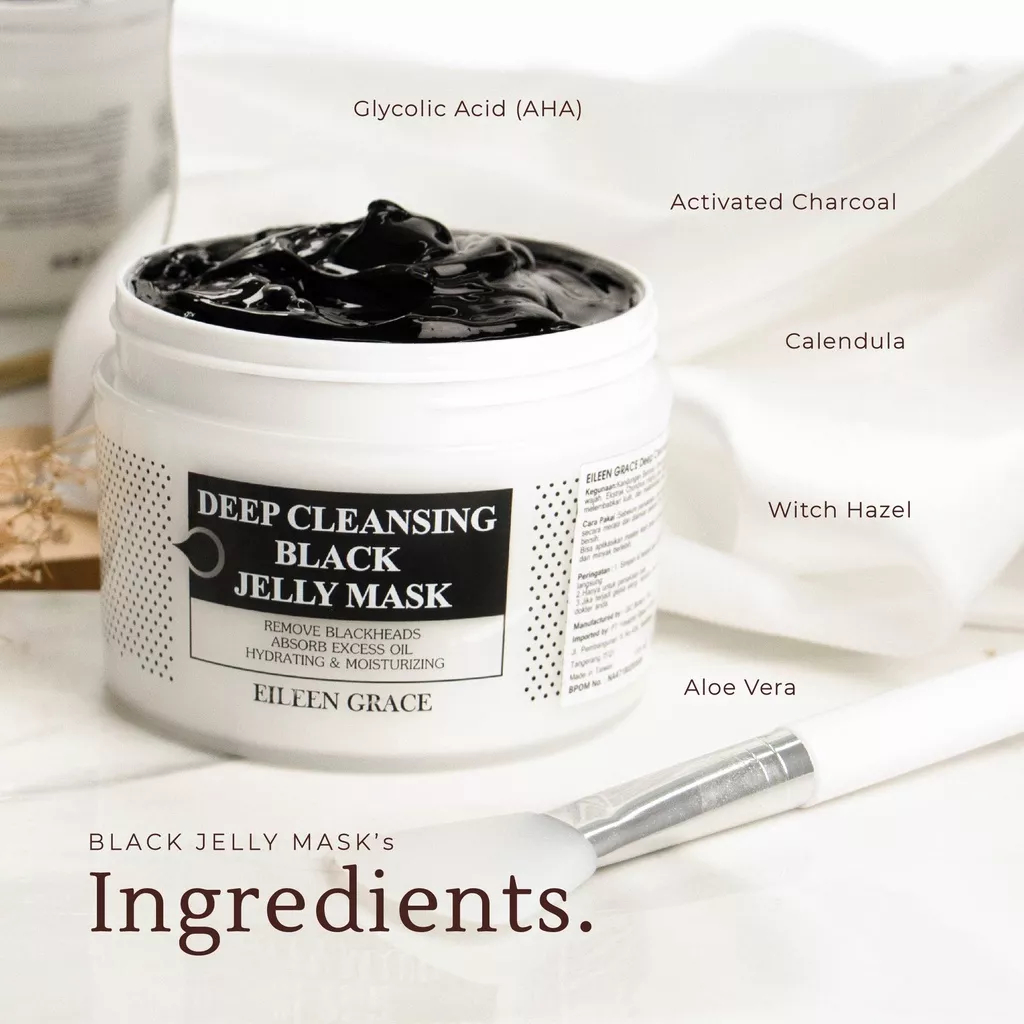 EILEEN GRACE Moisturize Brightening Rose Deep Cleansing Exfoliating Black Jelly Mask - Masker Wajah