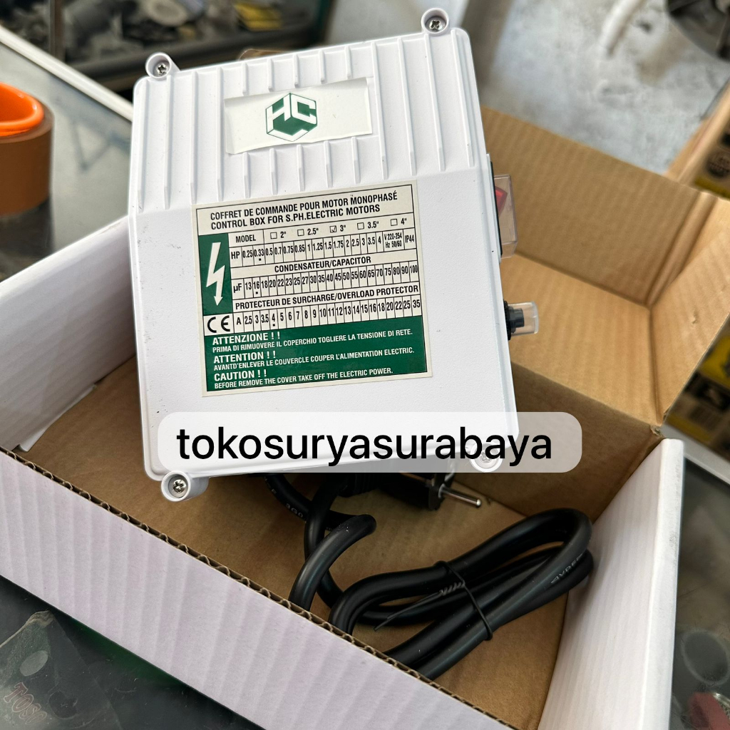 Control Box 3" 1/3 HP 0.33 HP 16 uf overload 4a Pompa Submersible control box 0.33 HP 1/3hp control 
