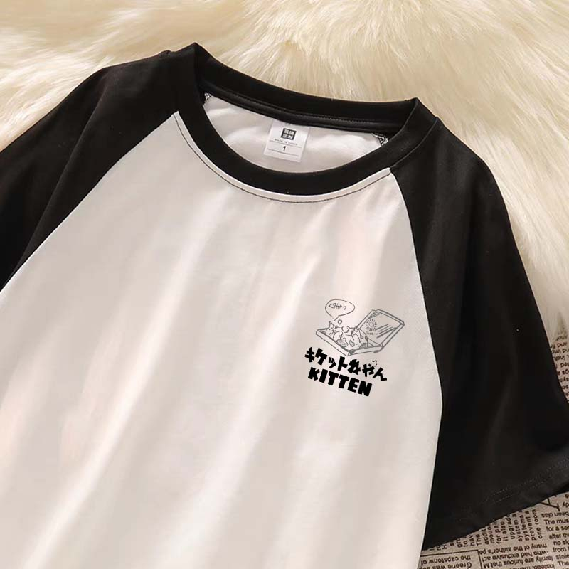 Kaos Raglan Wanita Interesting Graffiti Baju Kaos Oversize Wanita Korean Ootd kaos Wanita Lengan Pendek