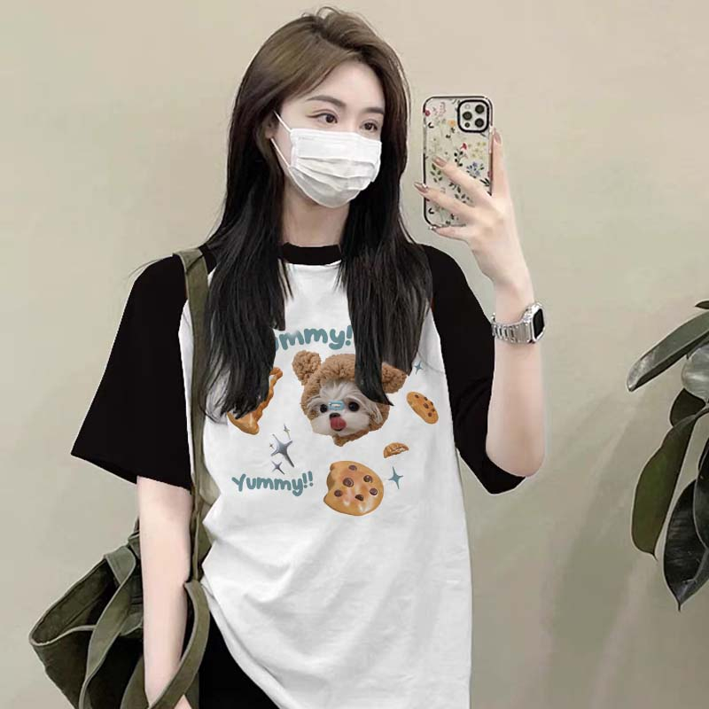 Raglan T Shirt Puppies And Desserts Kaos Oversize Baju Korean Style Wanita Ootd Atasan Wanita Kekinian Fashion