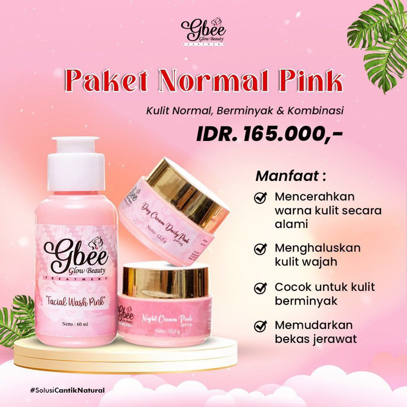 (KEMASAN BARU)SATUAN PAKET NORMAL PINK GBEE GLOWBEAUTY