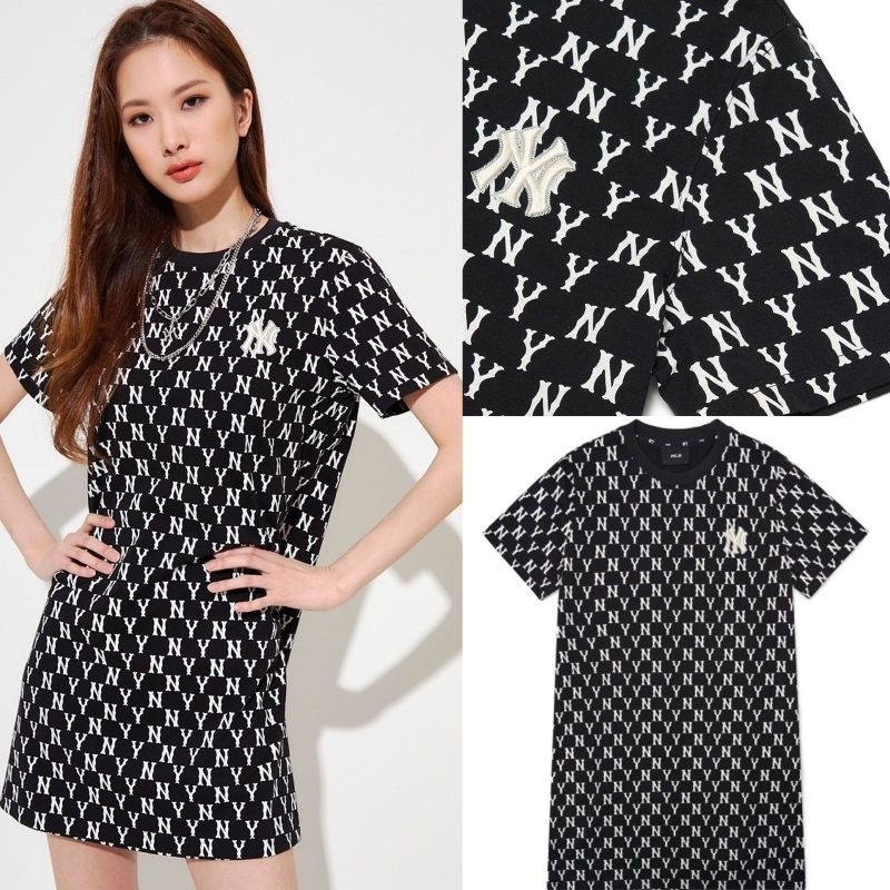 MLB logo cotton shirt dress