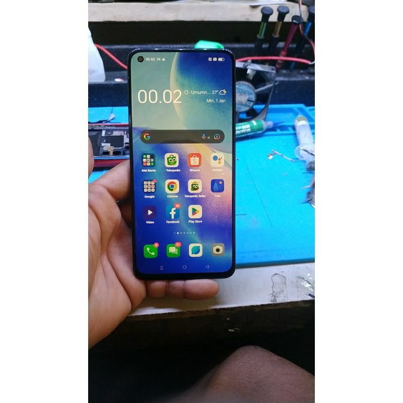 lcd oppo reno 5 original copotan fingger on