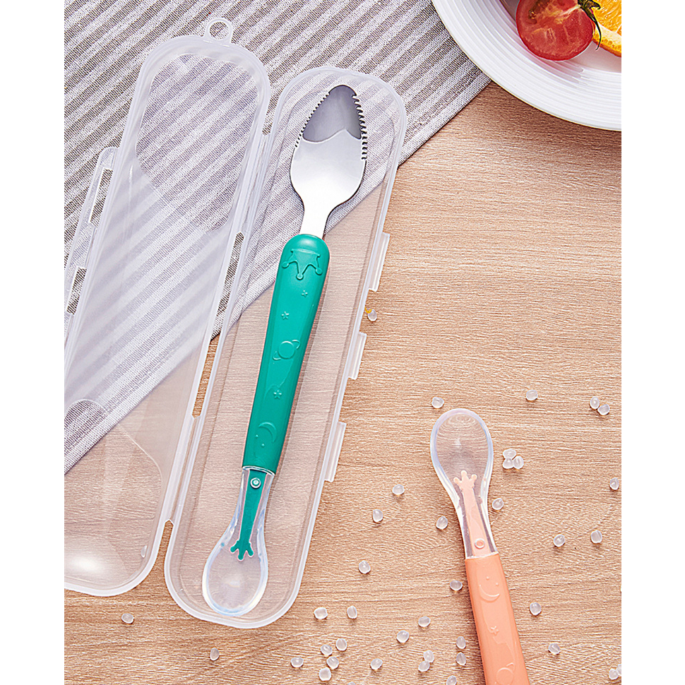Sendok Makan Buah Bayi 2IN1 / Sendok Penghalus Kikis Pengeruk Buah Makan MPASI Bayi Tepi Gerigi / Baby Fruit Scraper Spoon CJ13
