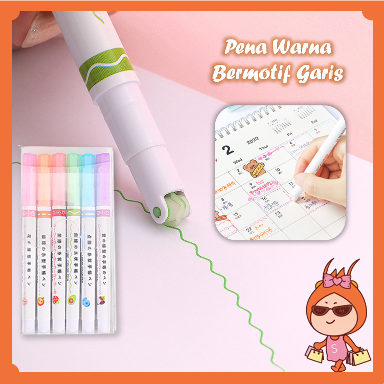 

Reseller Welcome - S5877 Pena Warna Bermotif Garis / Spidol Garis Aesthetic / Roll Line Marker Estetik / Pulpen Highlighter / Spidol Garis Line Marker