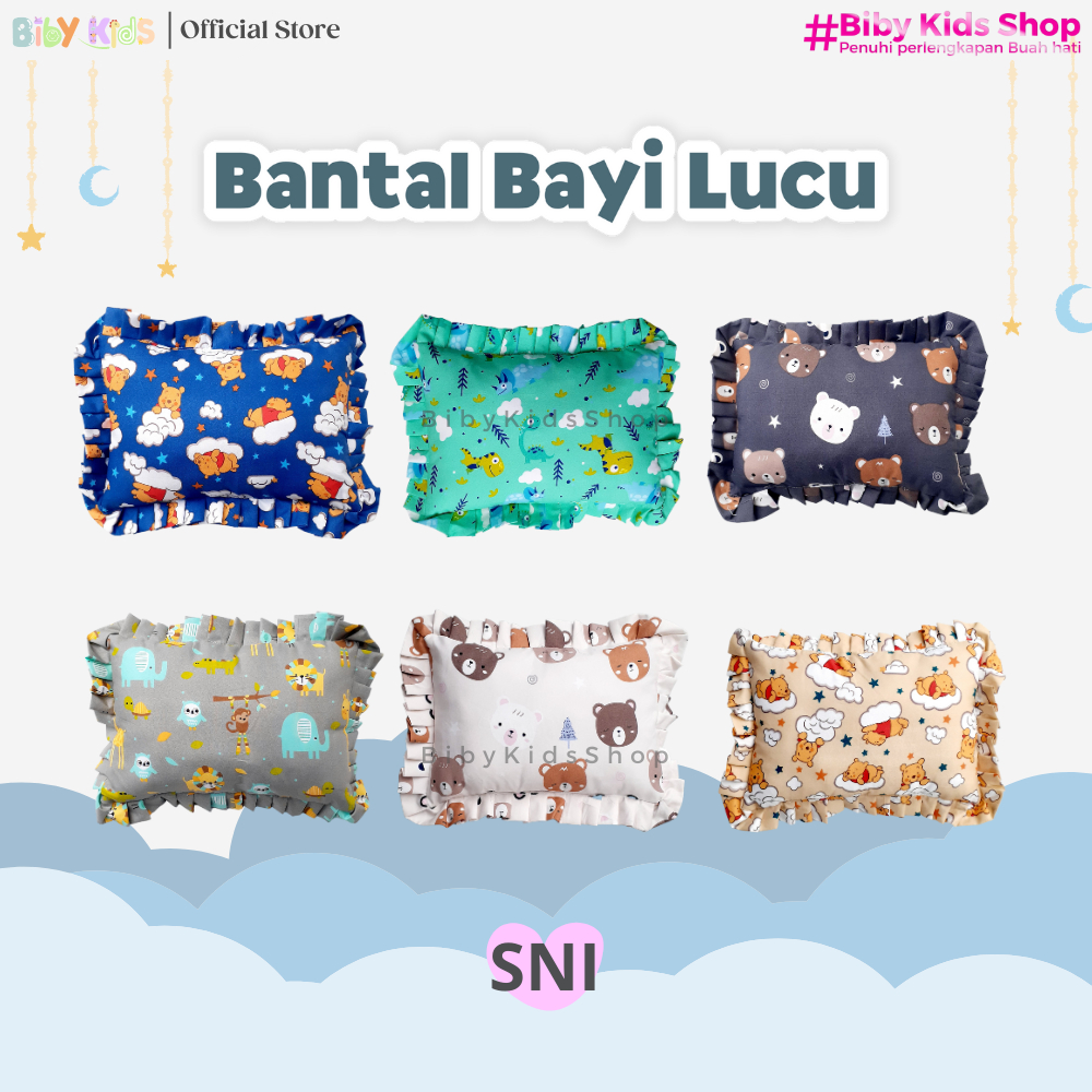 Bantal Bayi PREMIUM Anti Kempes Newborn Karakter Lucu Pillow Baby Perlengkapan Tidur Baby Baru Lahir