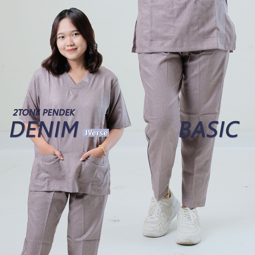 BAJU JAGA OK DENIM TWO TONE LENGAN PENDEK