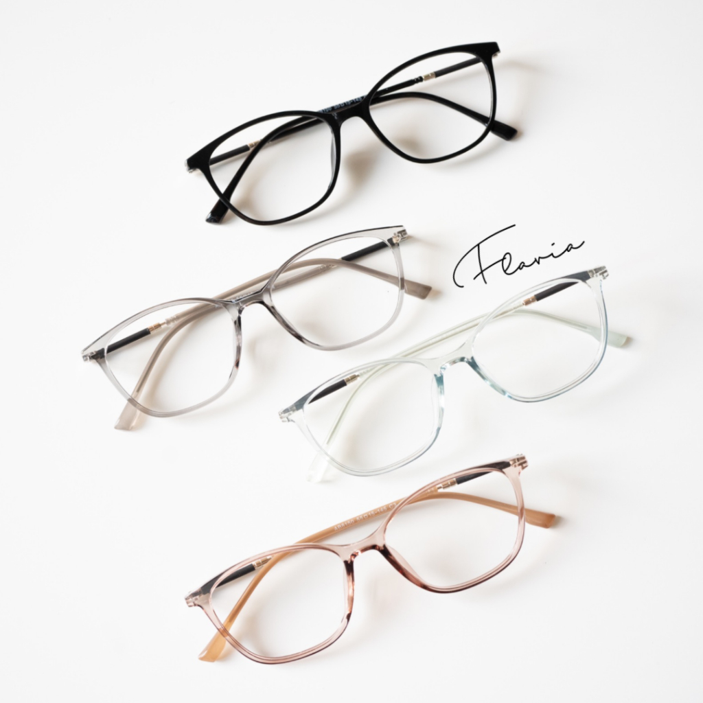 Flavia Eyewear - Kacamata Hazel Square Acetat (custom minus, photochromic, blueray, bluechromic dan photobrown)