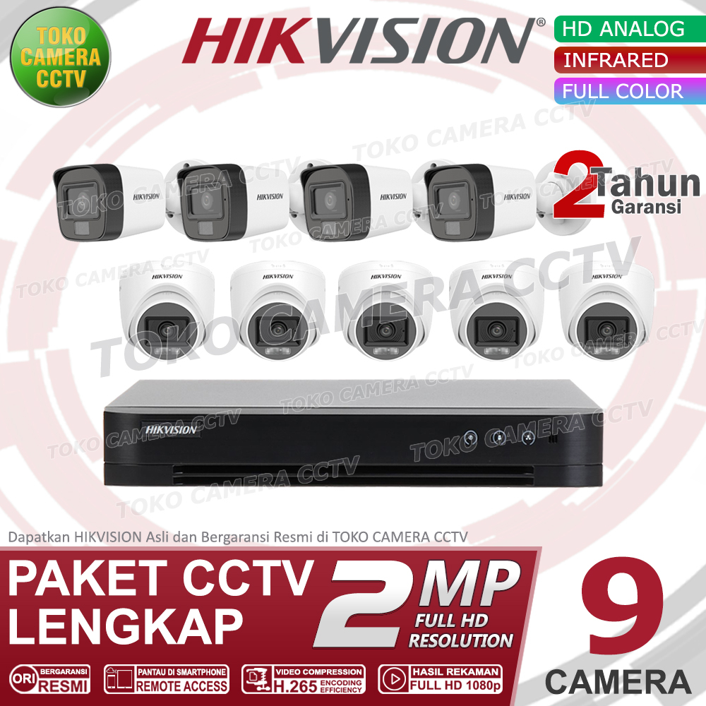 PAKET CCTV HIKVISION 2MP 16 CHANNEL 9 KAMERA