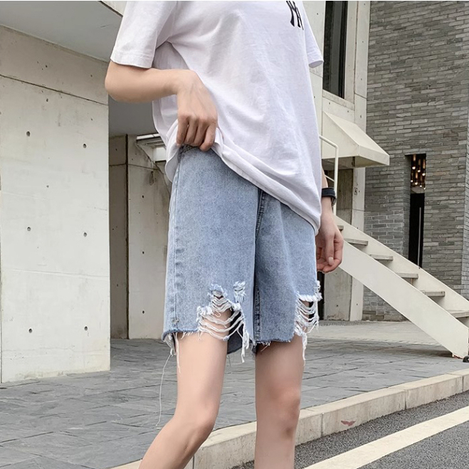 2023 New Highwaist Loose Celana Pendek Jeans Wanita Korea Style