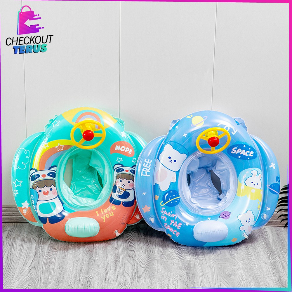 CT M326 Ban Renang Anak Baby Swim Trainer Motif Stir Mobil Swim Ring Ban dengan Pegangan Pelampung Duduk Anak Bayi Balita