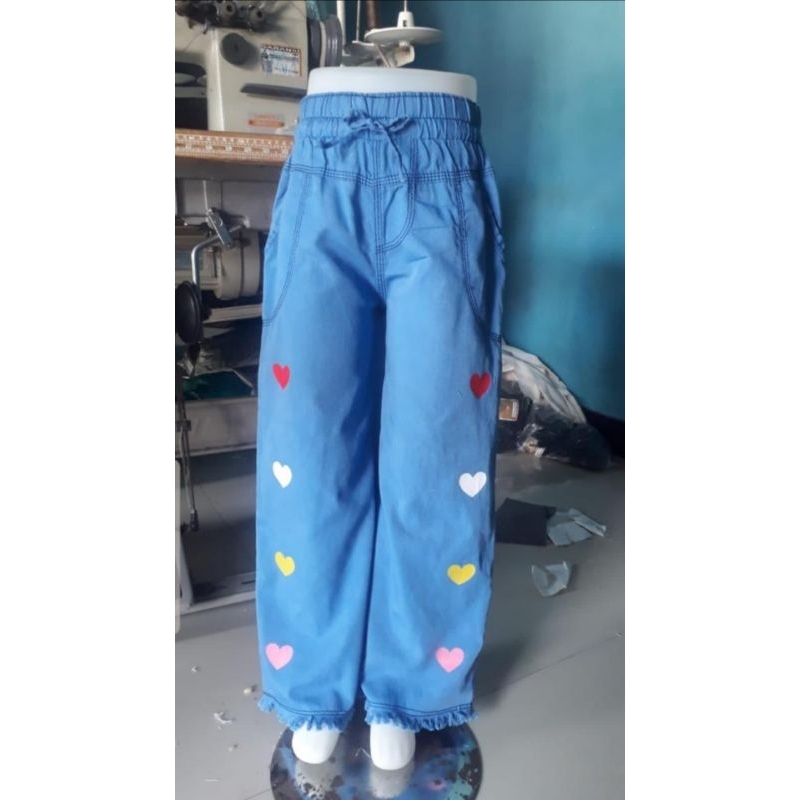 Celana Kulot Jeans Anak Nikita Love Rainbow Murah