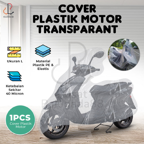 Cover Sarung Motor Plastik Transparant Waterproof Anti Debu Universal Transparan Bening Clear Plastic Motorcycle Anti Air