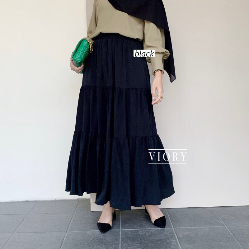 RUFFLE CRINKLE SKIRT (Rok Panjang 90cm dan 95cm/ Pinggang super melar)