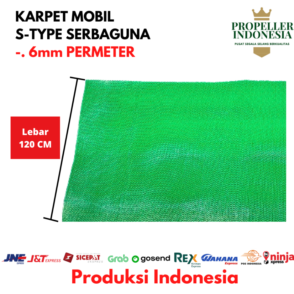 Karpet PVC S-Type Jaring Meteran Karet Anti Slip Tebal 6mm