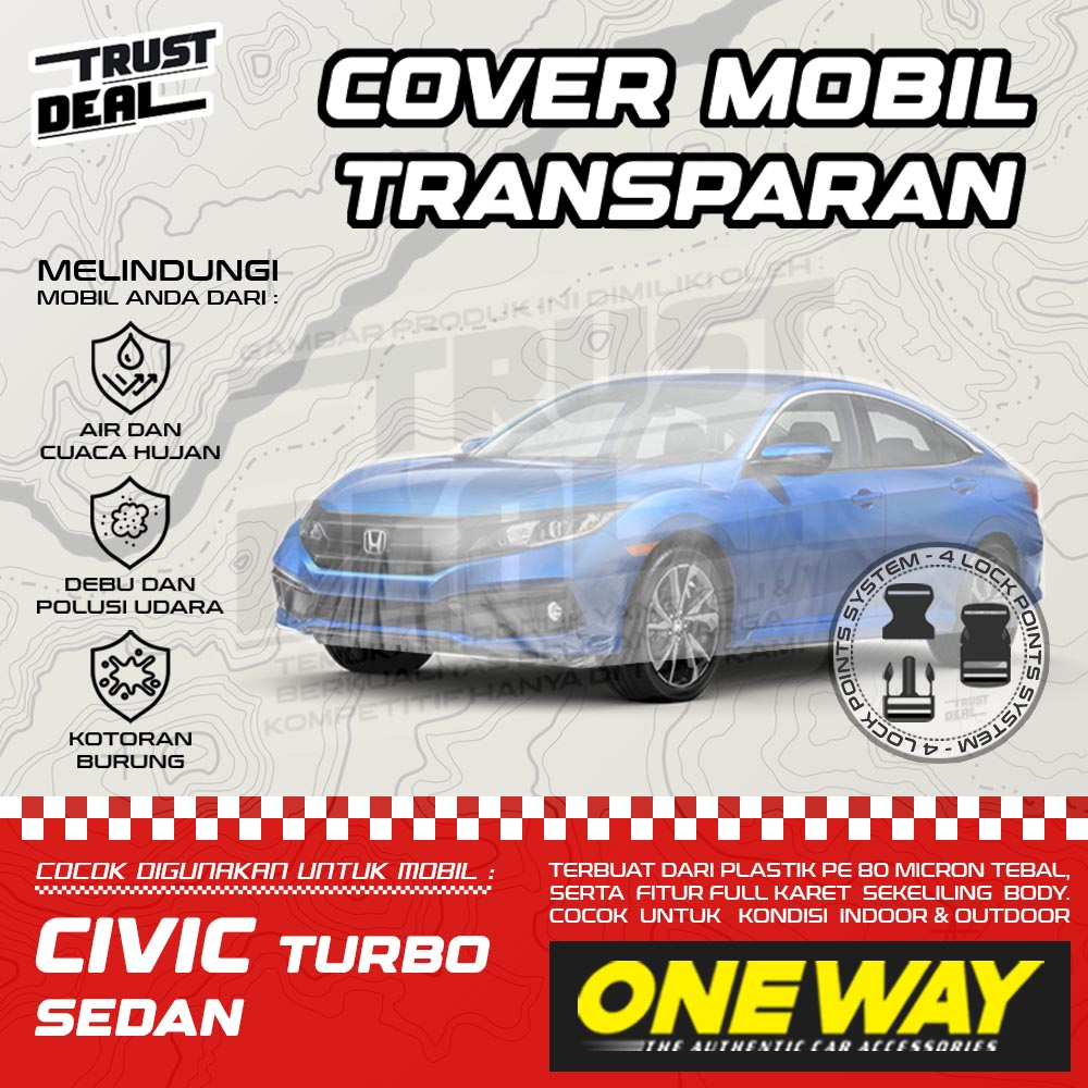 Sarung Cover Mobil Plastik CIVIC TURBO SEDAN Waterproof Tebal Transparan Anti Air