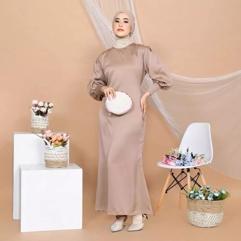 Gamis Shasi Satin silk 100% original model Duyung