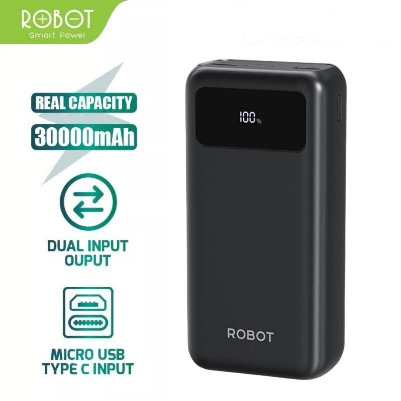 ROBOT RT32 Power Bank 30000mah 3 Output &amp; 2 Quick Charge Original - Garansi Resmi 1 Tahun