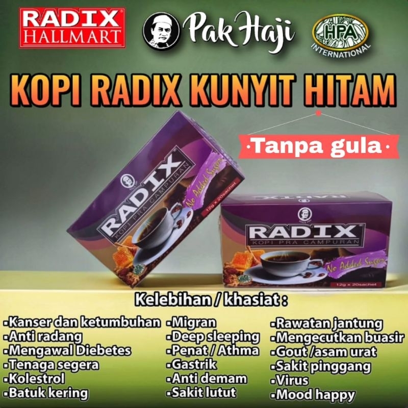 Kopi Radix kunyit hitam tanpa Gula