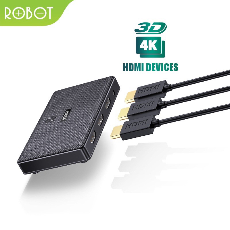 ROBOT HM203 HDMI  Splitter 1 in 2 out Bi-Direction 4k Black Original - Garansi 1 Tahun