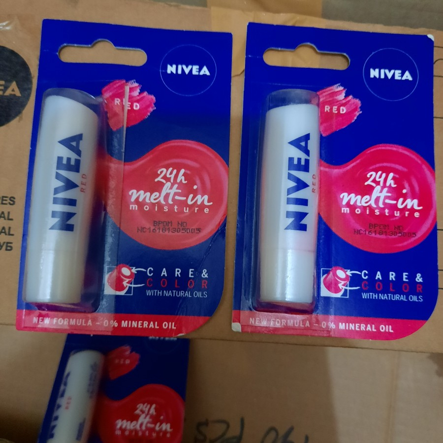 `ღ´ PHINKL `ღ´ Nivea Lipbalm Care &amp; colour Red stick pelembab bibir agar tidak kering