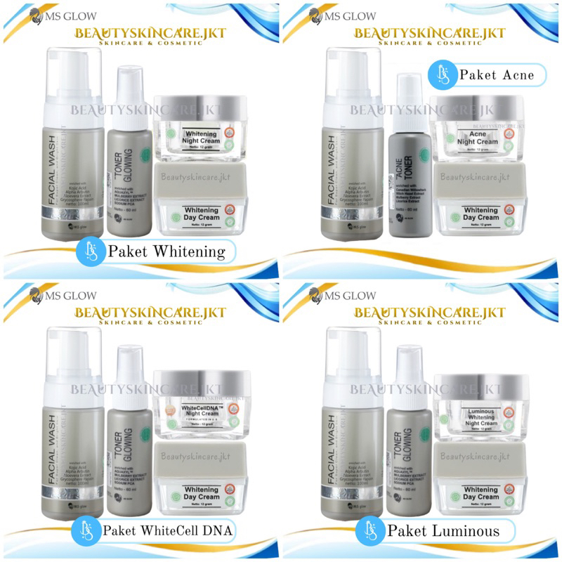 Ms Glow Paket Whitening | Luminous | Ultimate | Acne | Paket WhiteCell DNA Ms Glow