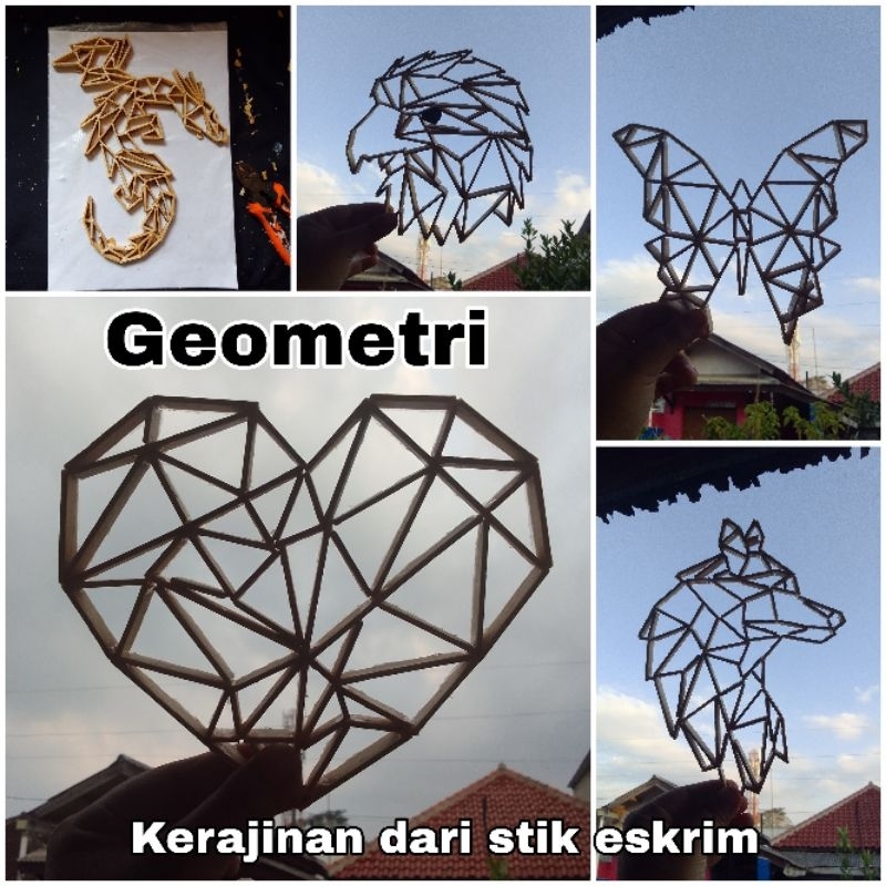 GEOMETRI STIK ESKRIM HEWAN HIASAN DINDING KAMAR AESTHETHIC KERAJINAN TANGAN MURAH UNIK