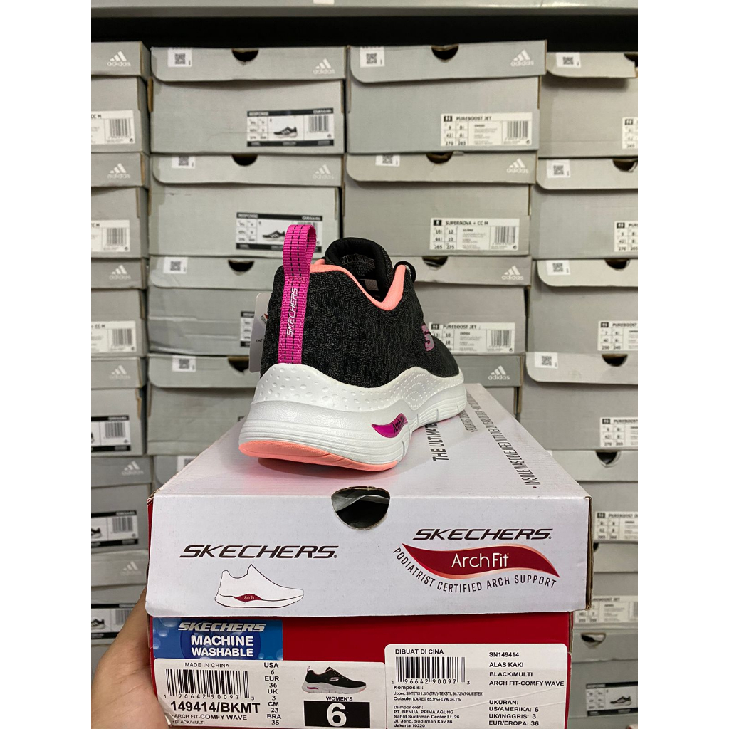 Skechers Arch Fit Comfy Wave Black Multi 149414/BKMT Women's Shoes Original