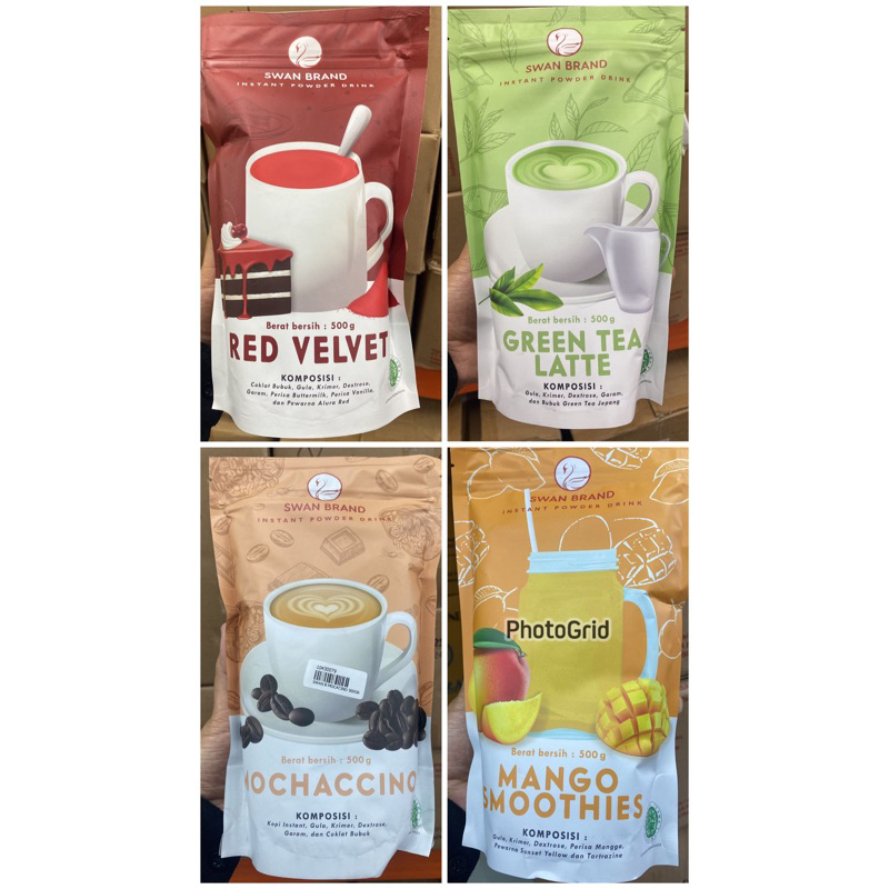 

BUBUK MINUMAN SWAN BRAND / NETTO 500gr / GREEN TEA LATTE / / RED VELVET / MANGK SMOOTHIES / MOCHACINO