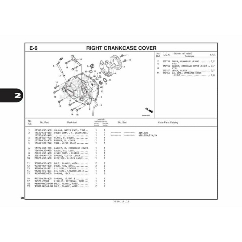 Cover Comp. R & L Crankcase CB150R Original 11330-K45-N40 11341-K56-N00