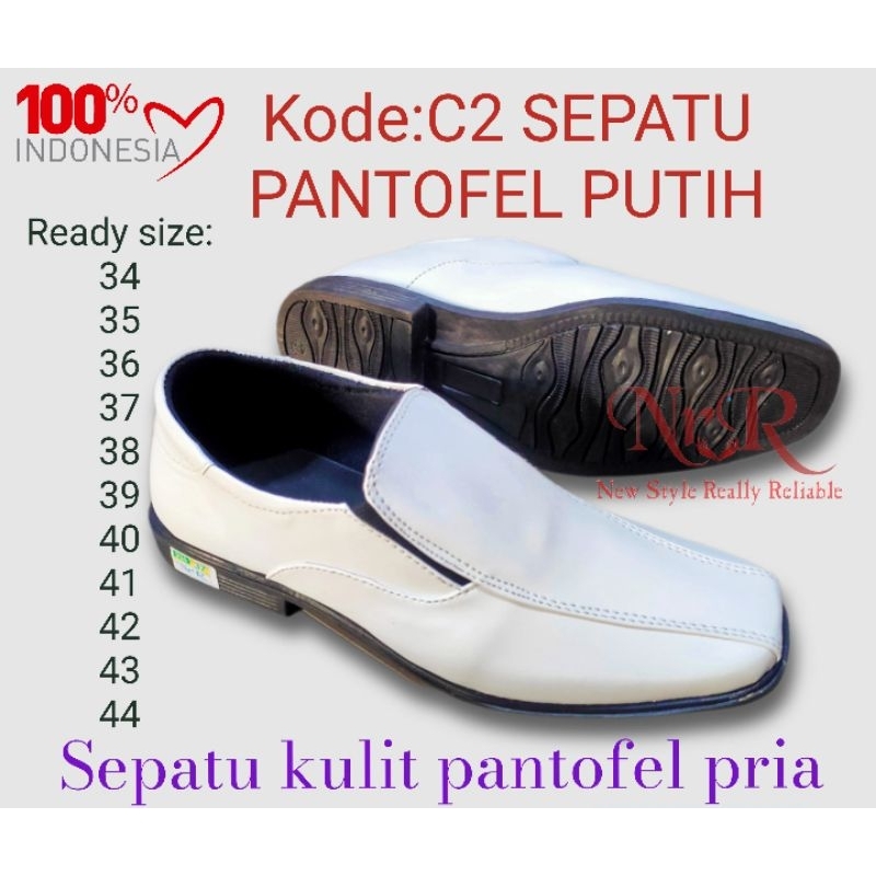 SEPATU PANTOFEL PUTIH KULIT PRIA/SEPATU PUTIH KERJA FORMAL DINAS RESMI/SEPATU ANAK PONDOK PUTRA PUTIH/SEPATU LAKI LAKI UKURAN 33 34 35 36 37 38 39 40 41 42 43 44