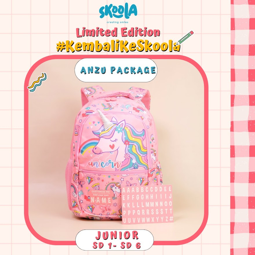 Skoola Special Package Tas Sekolah Anak Perempuan Laki - Laki SD Ransel + Tempat Pensil - Anzu