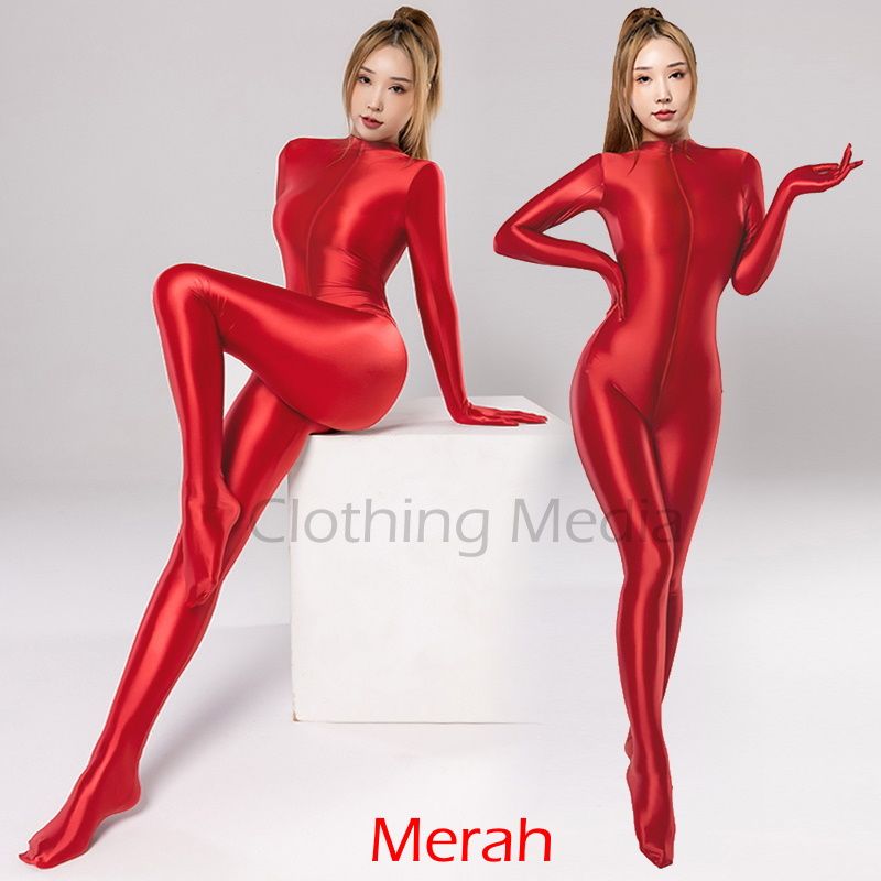 Bodysuit Full Resleting Panjang Menutup 5 Jari Tangan dan Kaki Warna Satin Silky