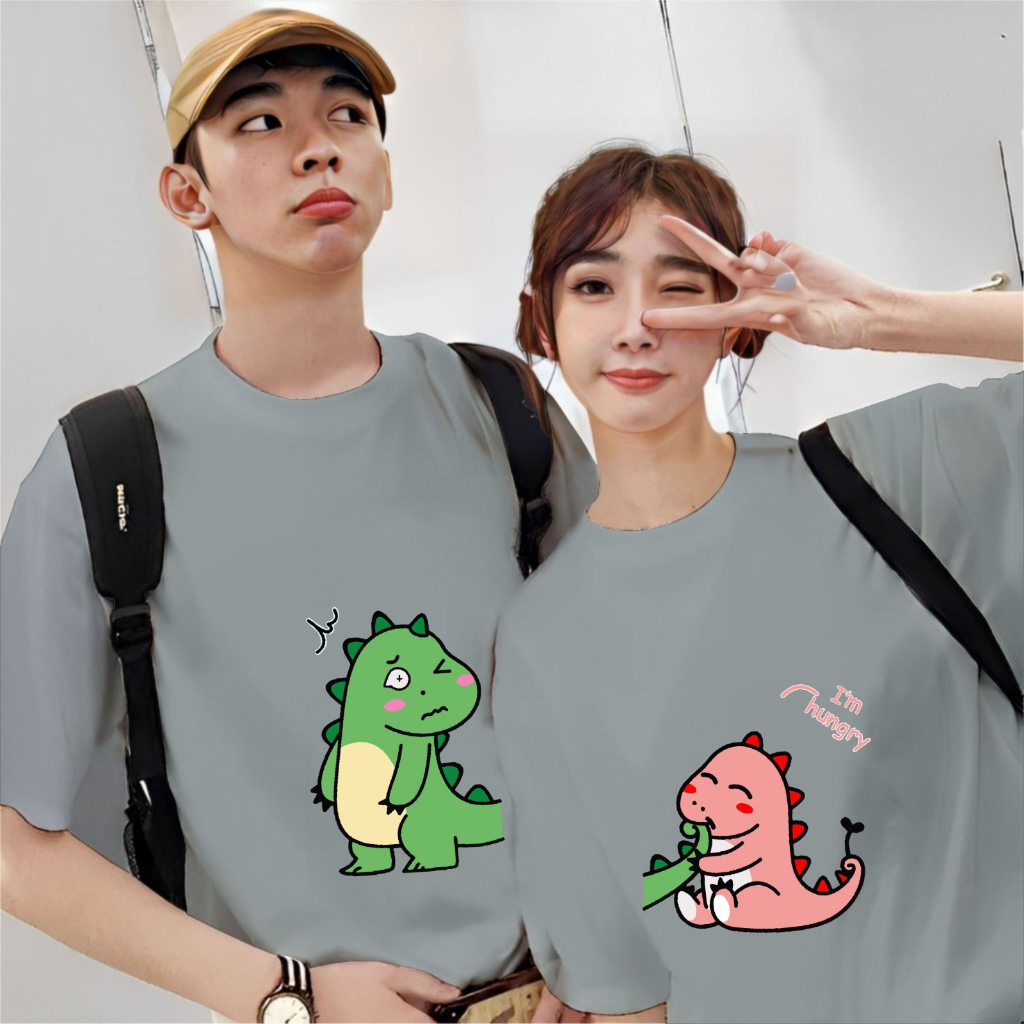Kaos Couple Dino Baru Pasangan Cowok Cewek Lengan Pendek Terbaru/Kaos Kapelan Pansangan