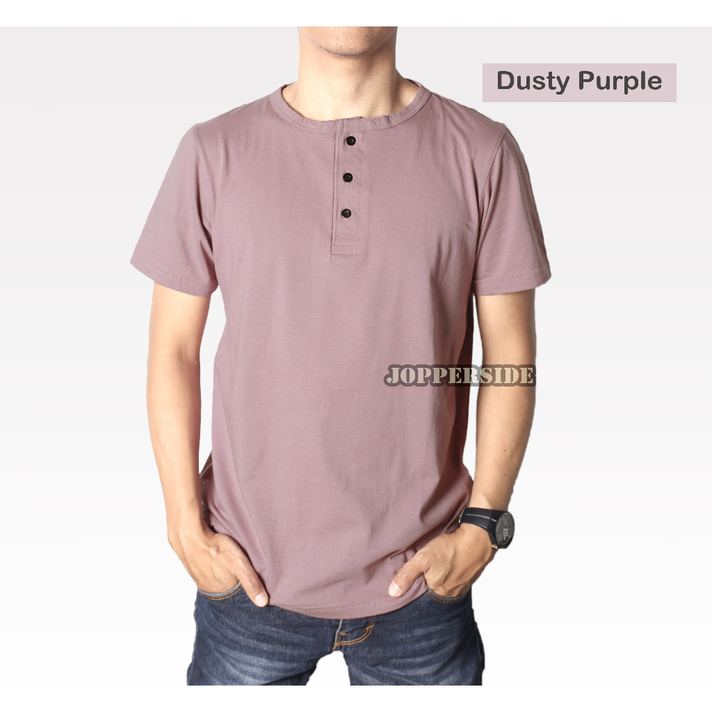 TB2 PART3 Jopperside kaos polos sandwash washing vintage / henley / kancing katun pria premium