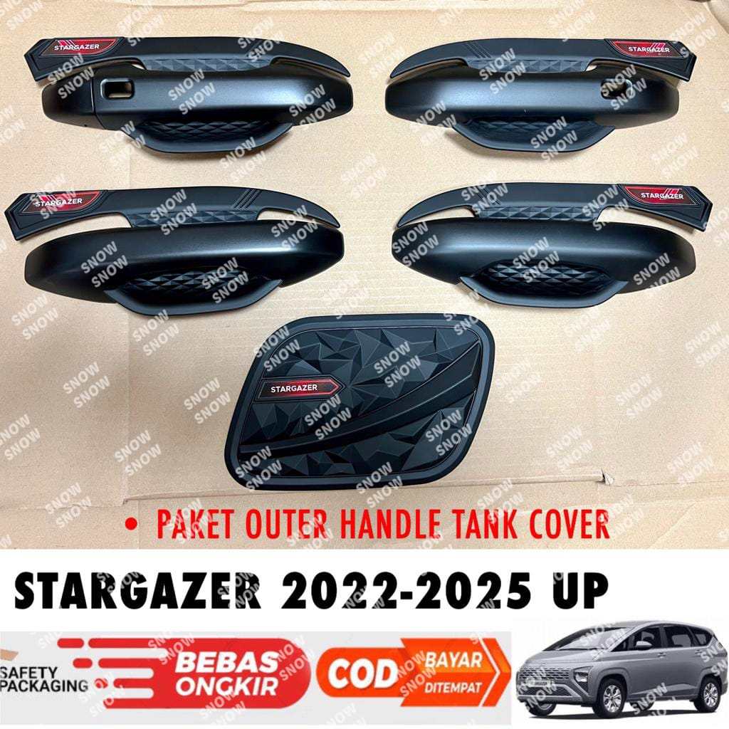 Paket Outer Handle Tank Cover Hyundai Stargazer 2022 2023 2024 2025 UP Hitam Doff