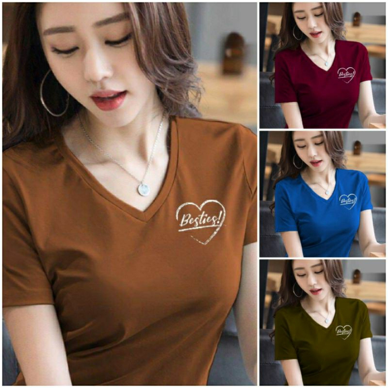 KAOS KAOS WANITA  V NECK LENGAN PENDEK