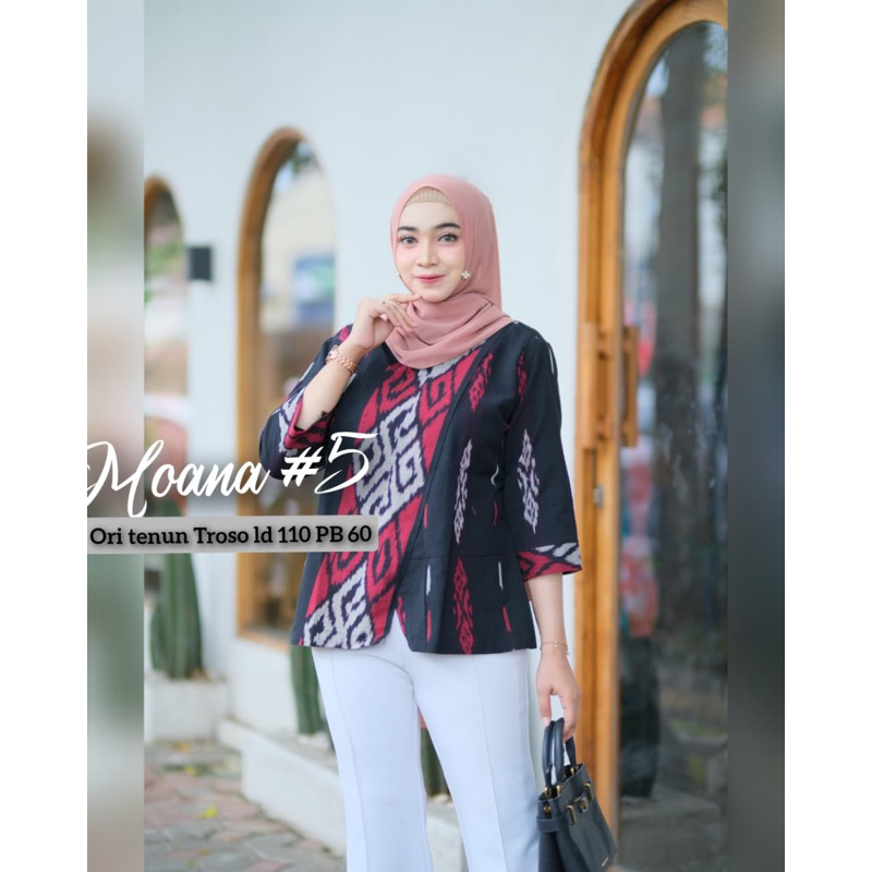 Atasan batik tenun wanita modern lengan panjang lapis furing baju tenun wanita terbaru baju batik te