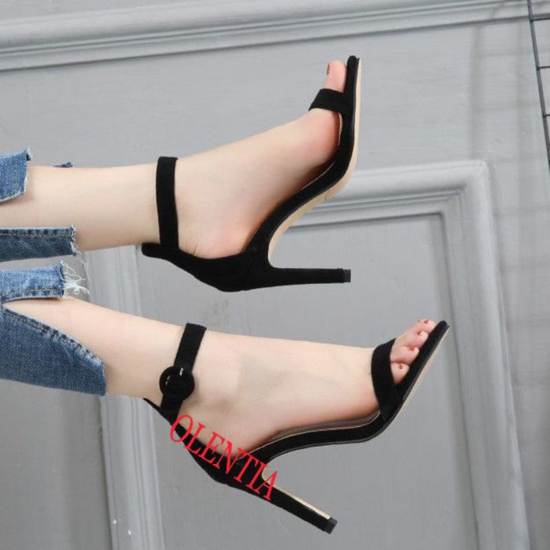 Sendal Wanita Sendal heels 9cm Suede AL 07