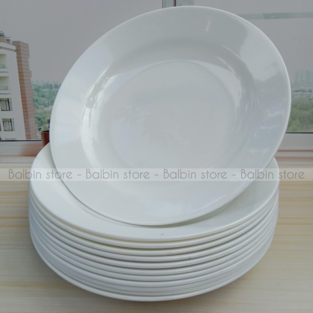 PROMO 12.PCS PIRING MAKAN LEBAR 23.CM PLASTIC WARE FREE SENDOK 1.PCS