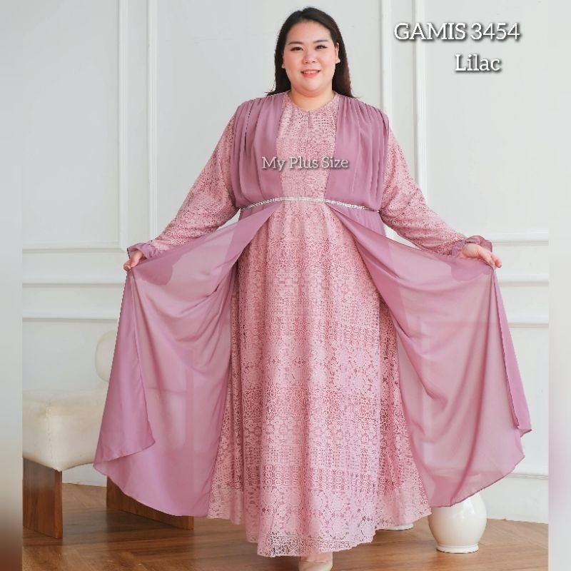 Gamis Brukat Jumbo 3454, Ld 130 &amp; 145 cm