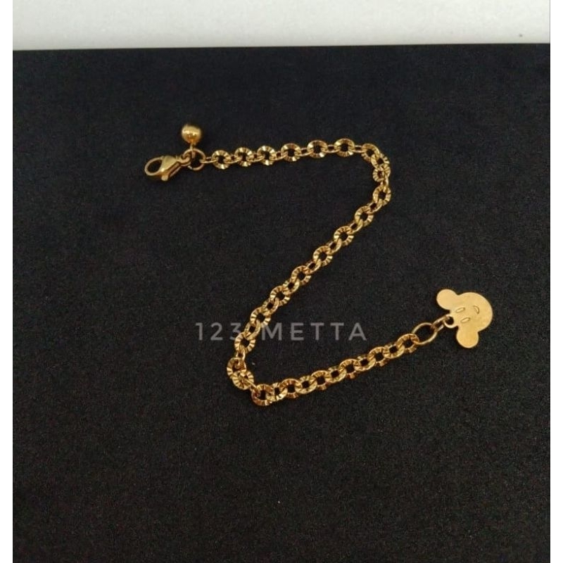 Gelang Mickey Mouse Titanium kuning putih