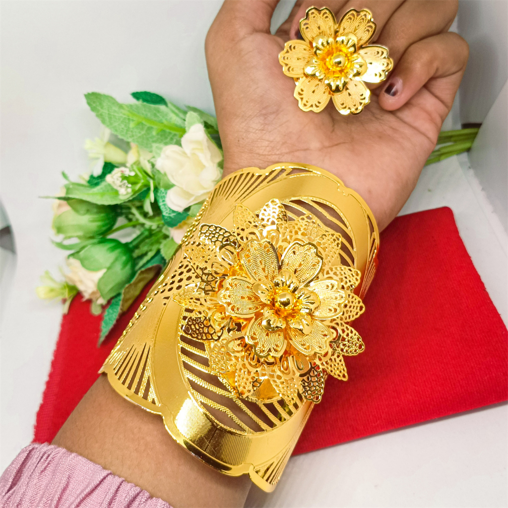 Gelang kendari Gelang Xuping Bangkok Terbaru Dubai Perhiasan lapis Emas 24k Wanita Motif Titanium