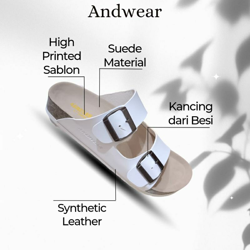 Sandal Casual Wanita Terbaru Kekinian Tali Kulit Ban Dua Sandal Slop Harian Rumah Santai